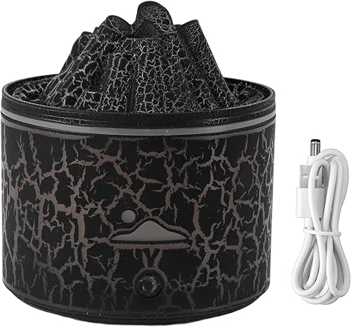 Difusor de volcán cálido, humidificador negro de 6.1 fl oz, 5 V, ambiente relajante, apagado automático silencioso, ambientador de aceite esencial