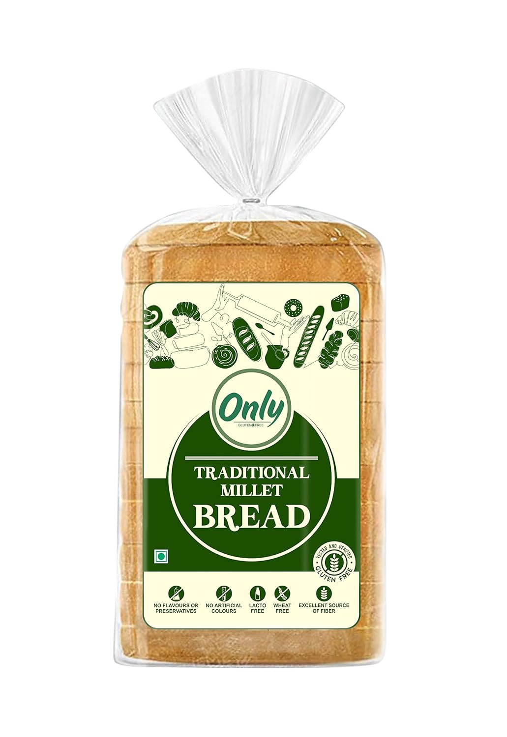 Only Traditional Millet Bread Gluten Free (Pack of 1), 320gm Amazon