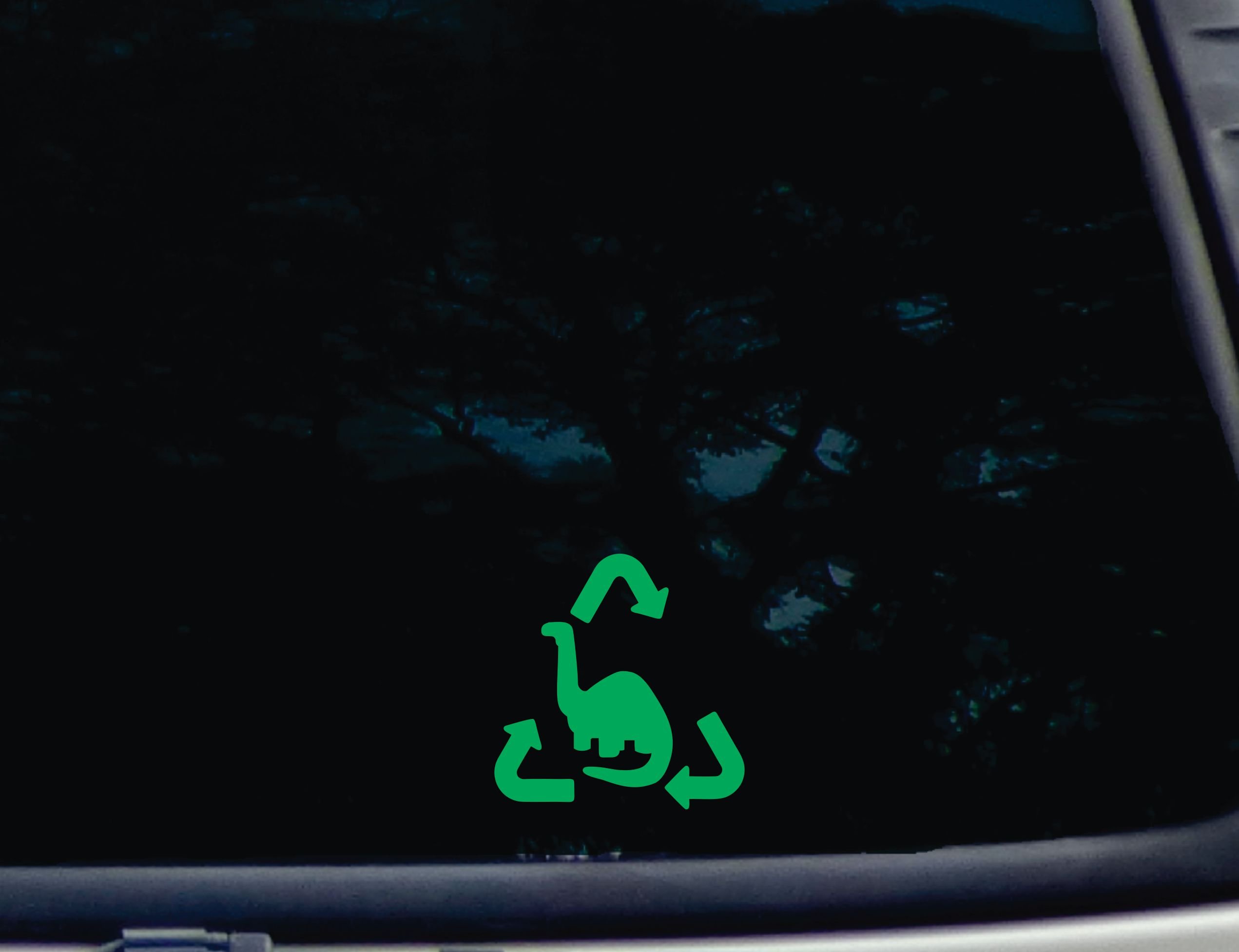 Fueled By Recycled Dinosaurs Bumper Sticker - 8.75x3.5 Inch Vinyl Decal For Cars & Windows