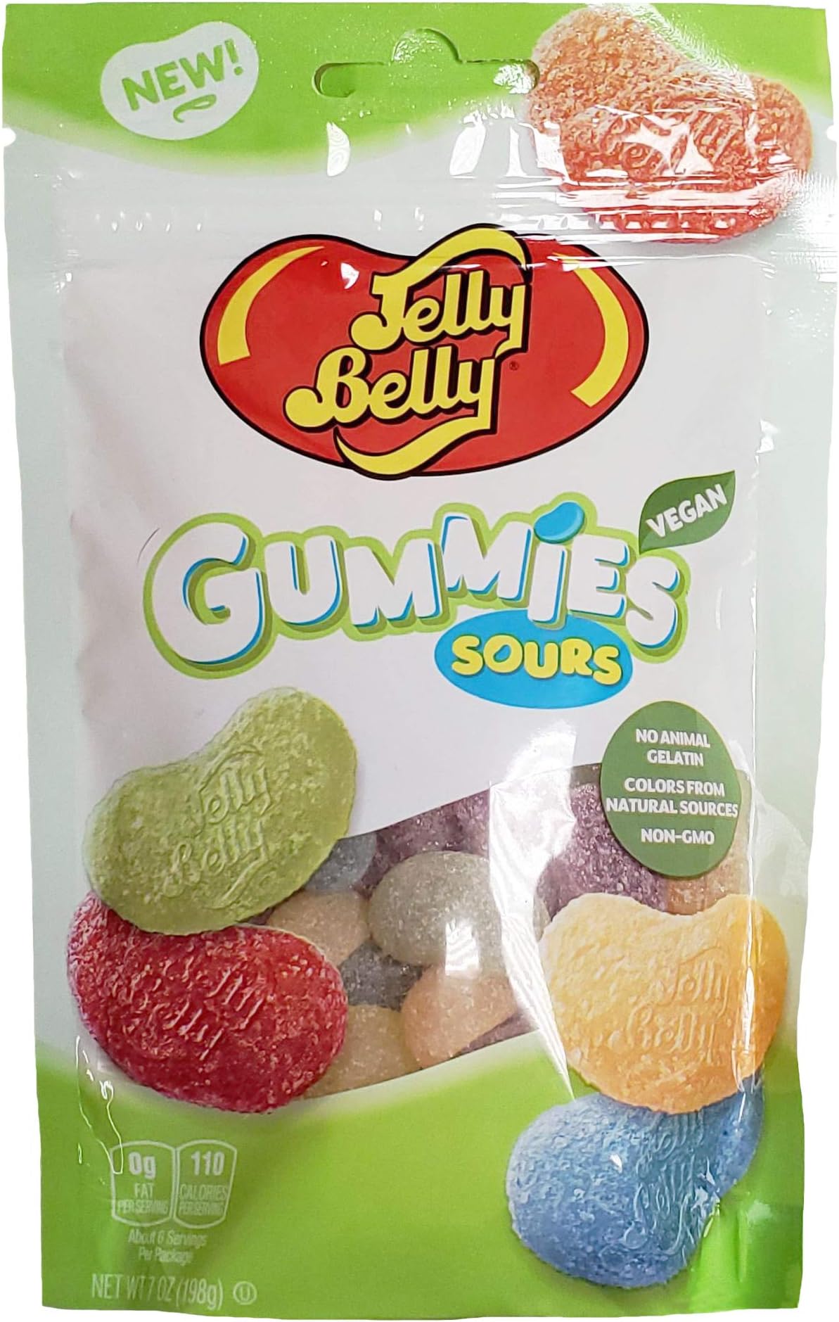 Jelly Belly Sour Gummies, 7 Ounce Bag - 5 Assorted Sour Fruit Flavors - Kosher, non-GMO, Vegan-Friendly Candy