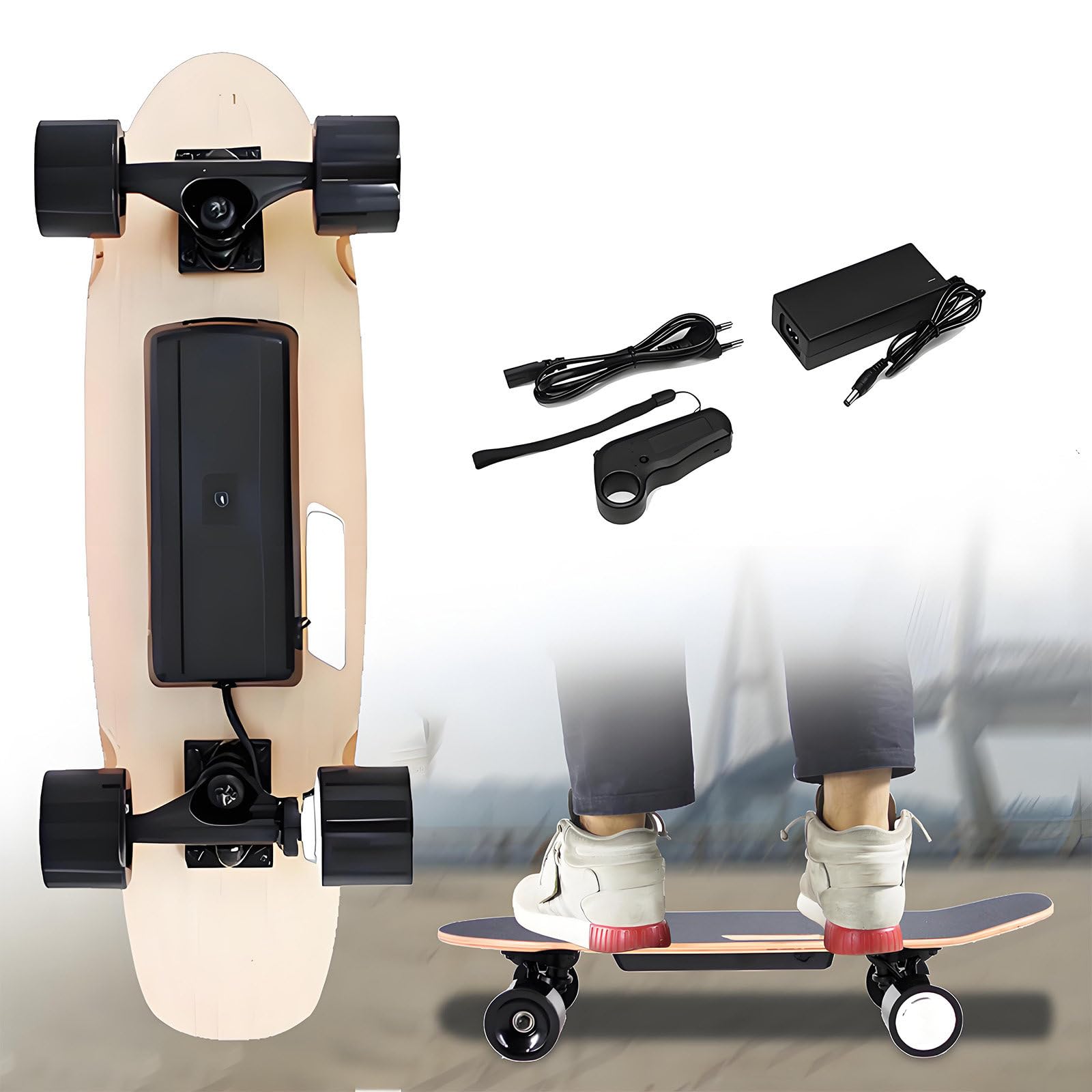 Skateboard électrique pour Adultes, Tout-Terrain, avec télécommande - Vitesse maximale de 24 km/h, autonomie de 13 km, idéal pour Adolescents et Adultes, Conception Robuste