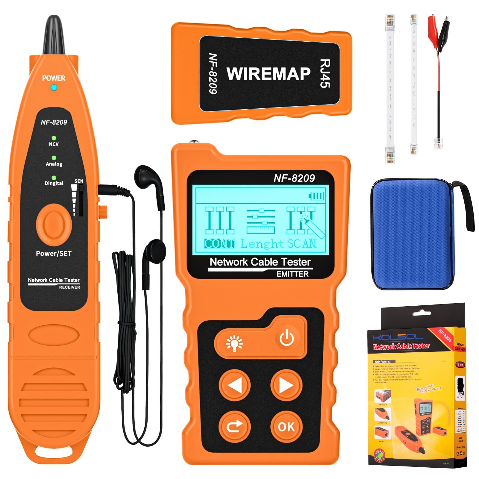 Network Cable Tester,Network Cable Wire Tracker for Cat5/Cat6, NF-8209 PoE Tester with NVC/LCD LAN Cable