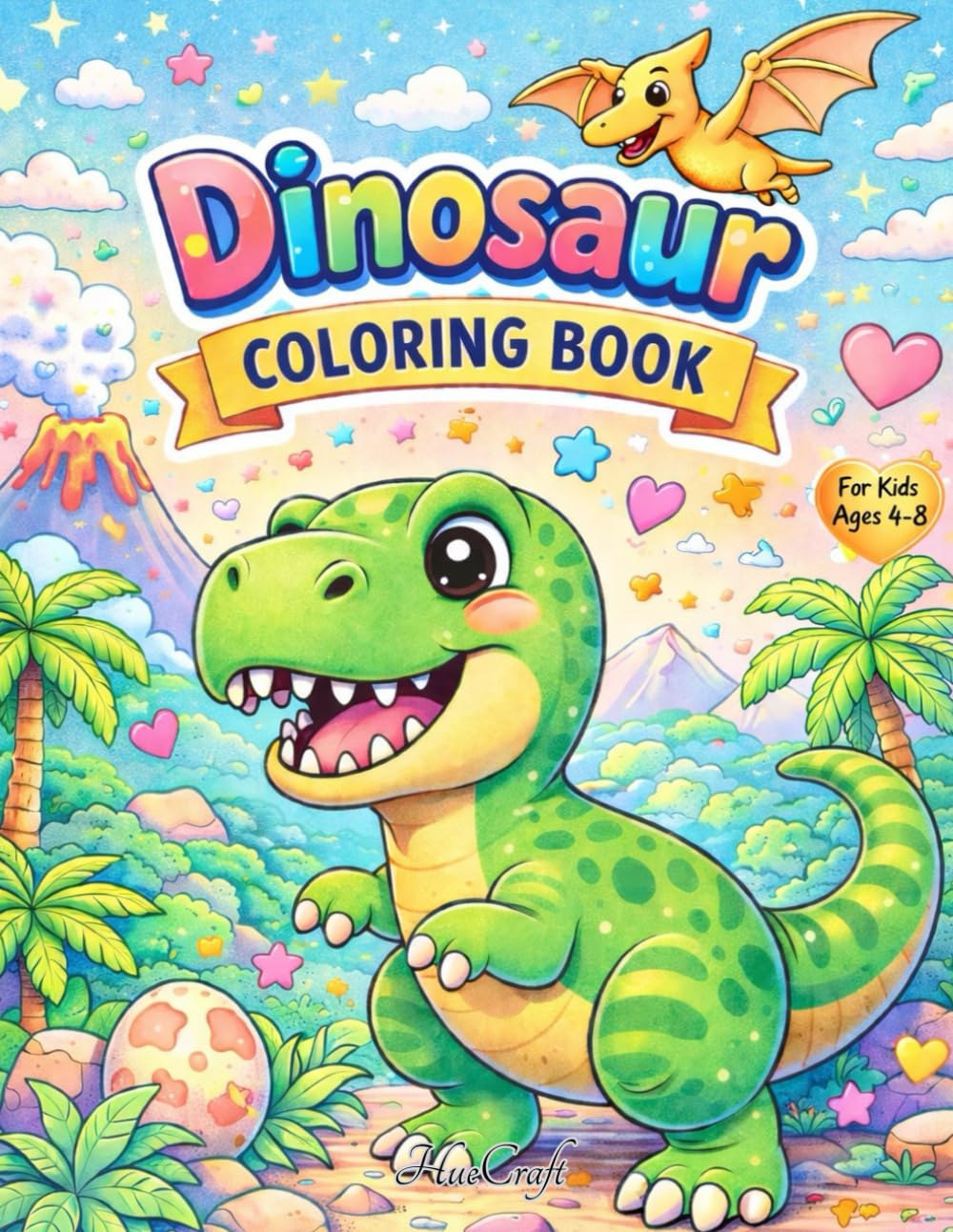 Dinosaur Coloring Book For Kids Ages 4-8: Fun and Easy Dinosaur Coloring Pages for Preschool and Kindergarten, Big Bold Lines, Stress-Free Coloring