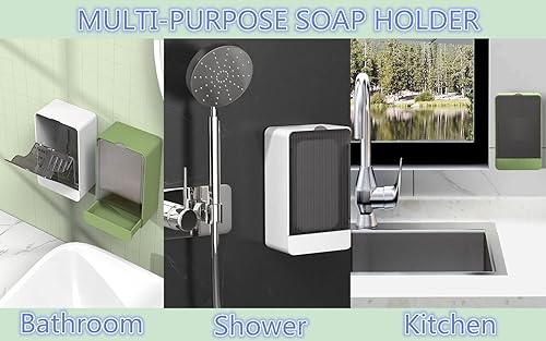 Miniatura 6 de Jaboneras de baño, paquete de 2 jaboneras con drenaje montado en la pared, caja de jabón para ducha, baño, fregadero de cocina, mantiene las barras