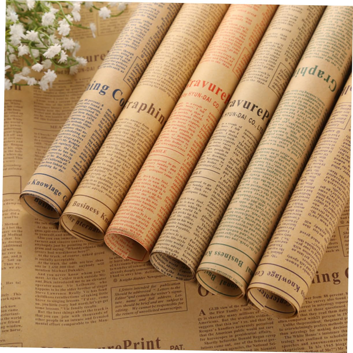 LALAFINA 50blätter Kraftpapier für Geschenke im Vintage-stil Geschenkpapier aus Hochwertigem Papier Retro-papierverpackungen für Blumensträuße und Andere Anlässe Zufälliger Stil