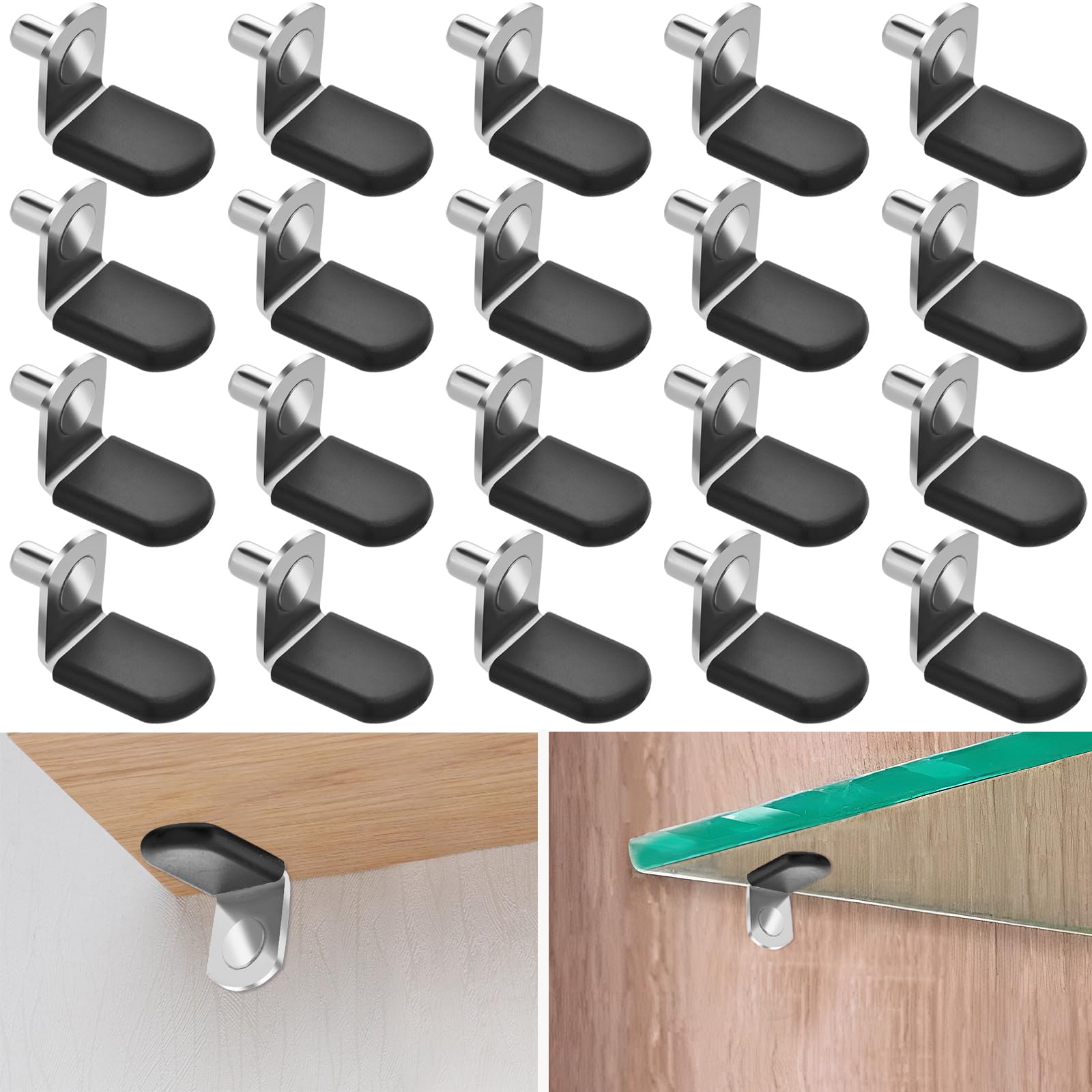 40 stuks plankhouders, plankdragers, pennen voor planken, kastplanken, plankdragers, plankdragers, voor kasten, rekken, vitrines, meubels, 2 stijlen