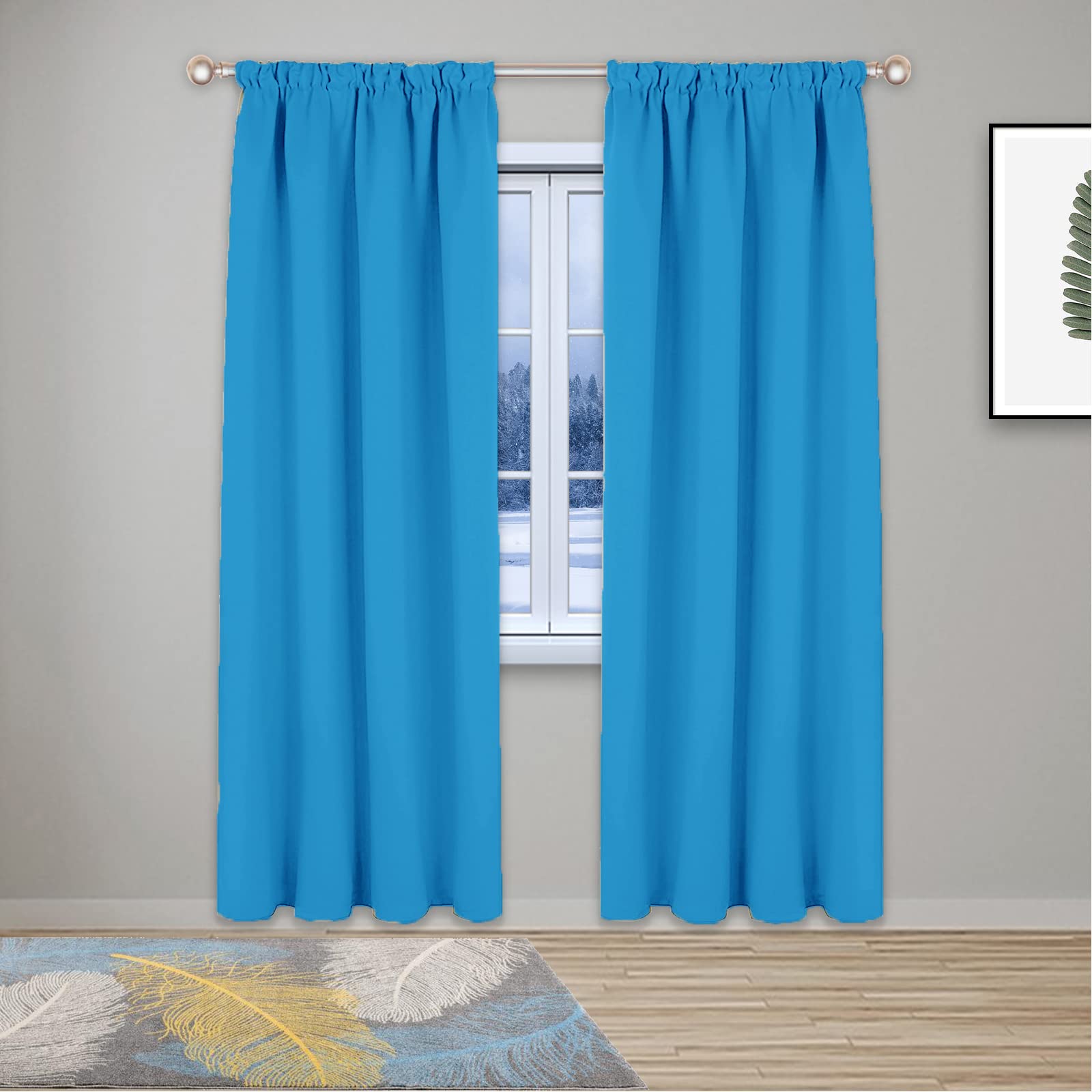 GZQIAWY 1 Pack Blackout Curtains Thermal Curtains for Bedroom Living Room Soft Window Treatments for Kids Super Soft Pencil Pleat Sky Blue 120 in x 70 in (W x L)