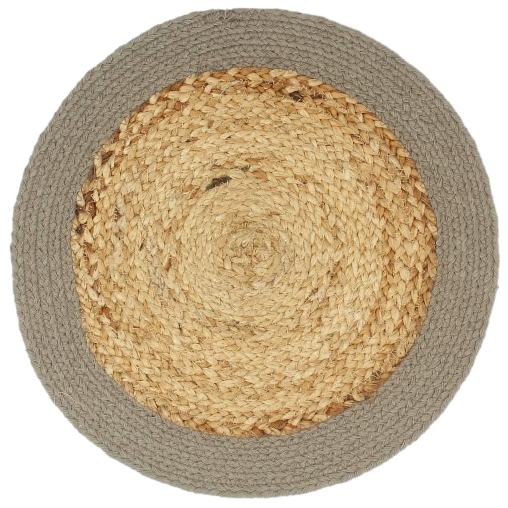 Juego de 4 manteles individuales de yute natural y algodón, 38 cm, lavables, antideslizantes, resistentes al calor, con protección antimanchas, para mesa de comedor, cocina, comedor, restaurante