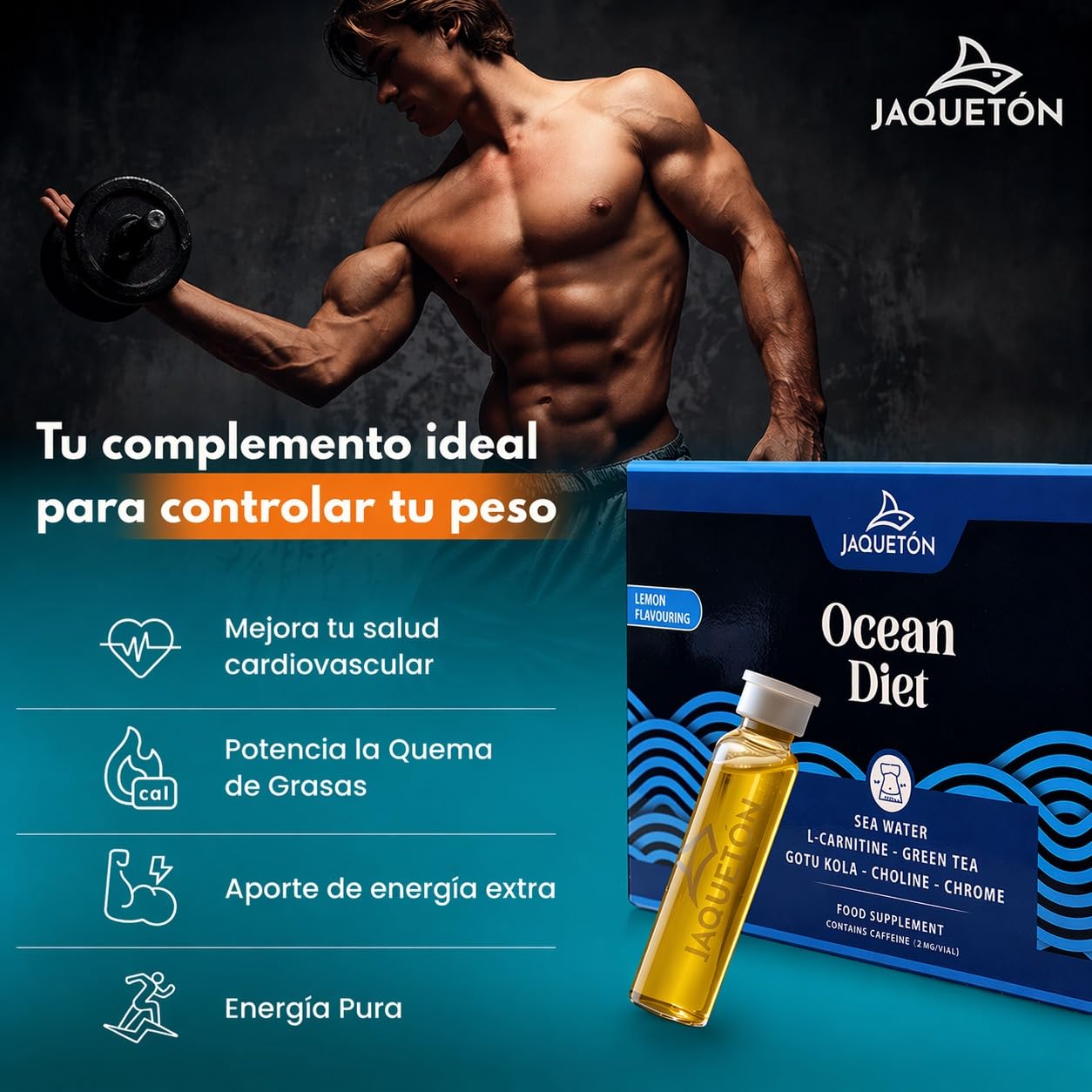 Agua de Mar 4 en 1 | QUEMAGRASAS NATURAL + 1000mg L-Carnitina + Té Detox, Cromo & Colina | Fórmula Avanzada Con Dosis Óptima | Control & Saciedad del Apetito | Pérdida de Peso y Retención de Líquidos
