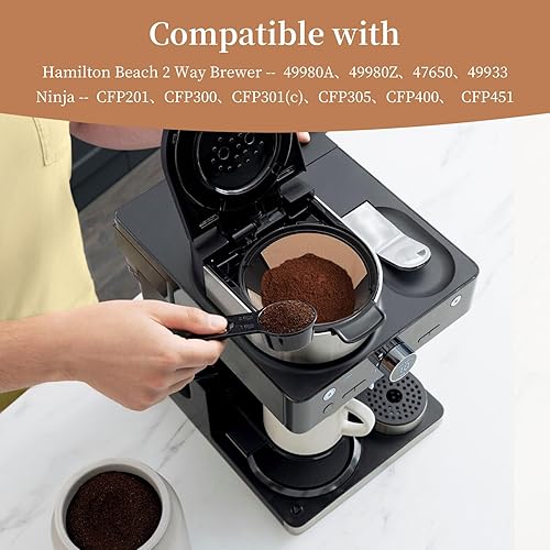 Miniatura 3 de 2PCS Reusable Coffee Filters for Ninja, Premium Gold Coffee Filter, No.4 Cone Coffee Maker Filters for Coffee Lovers, Compatible with Ninja Dual