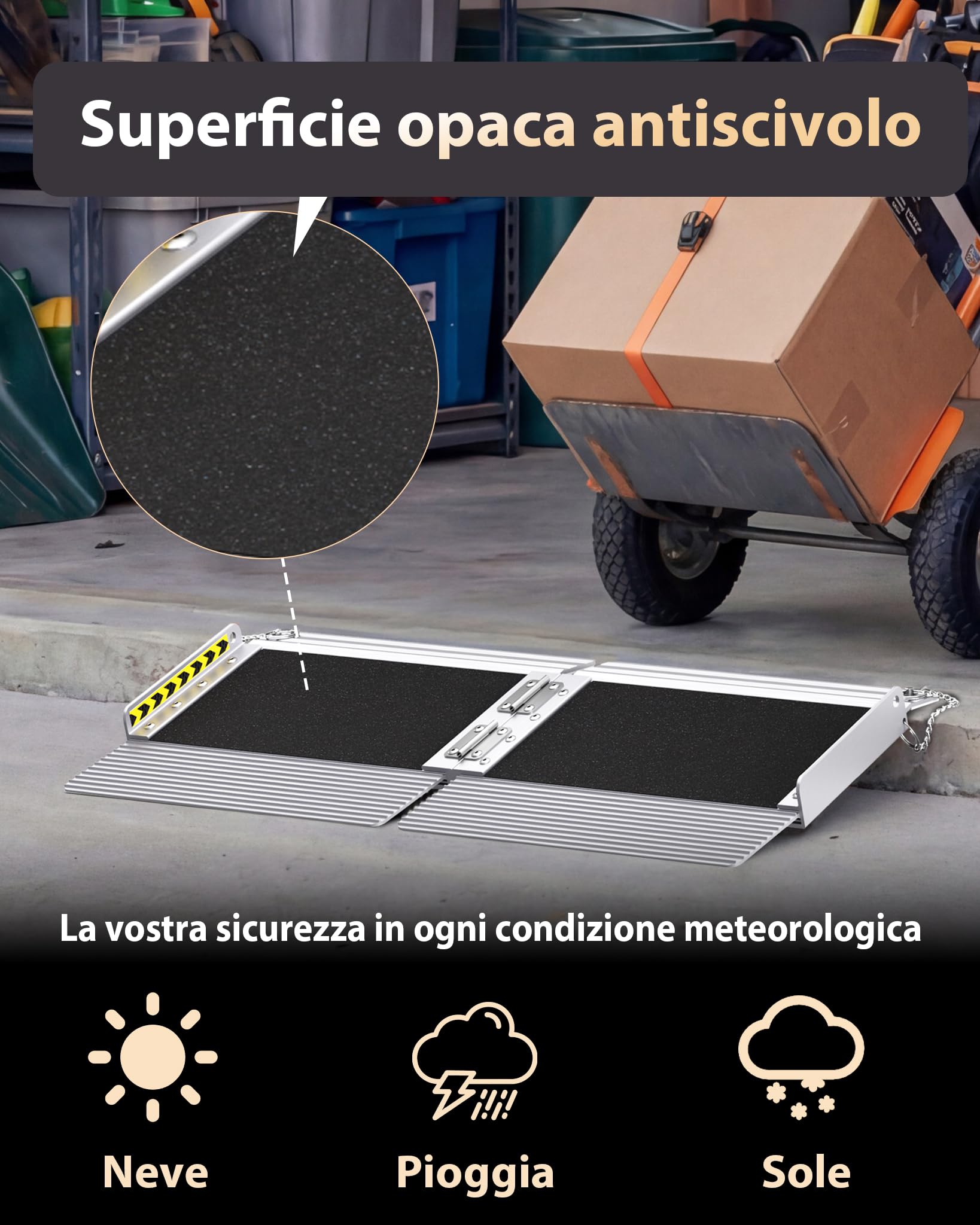 FACHNUO Rampa per soglia portatile da 30 cm, con base autoadattante, capacità di carico 363 kg, rampa per sedia a rotelle per porte di casa, rampa antiscivolo per gradini a casa, rampa pieghevole per