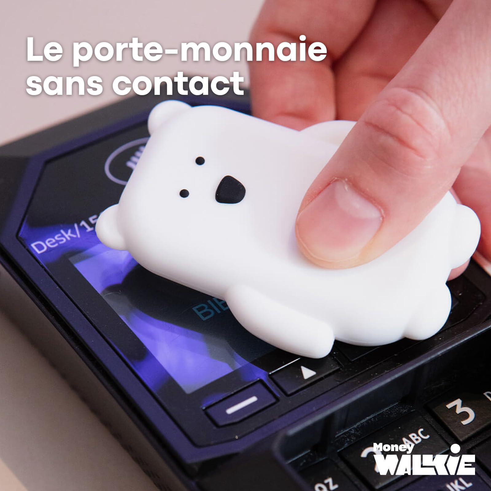 Money Walkie - Porte Monnaie sans Contact pour Enfants et Ados - Solution pour Apprendre à Gérer Son Argent - Pratique, Ludique et Pédagogique - Ours Blanc