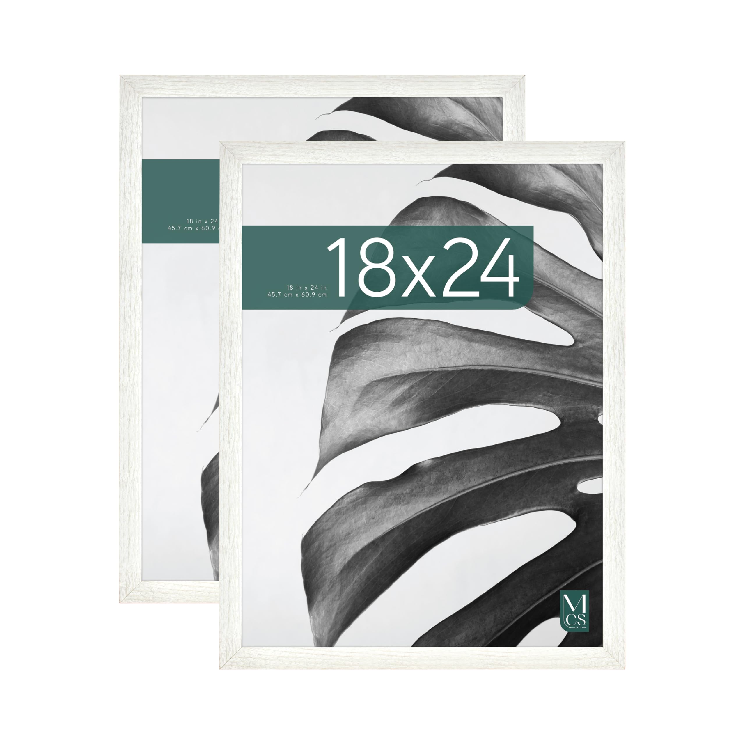 MCS Studio Gallery 18x24 Poster Frame White Woodgrain, Vertical & Horizontal Wall Hanging Large Picture Frame for Photos, Posters & Art Prints (2-Pack) — image 1