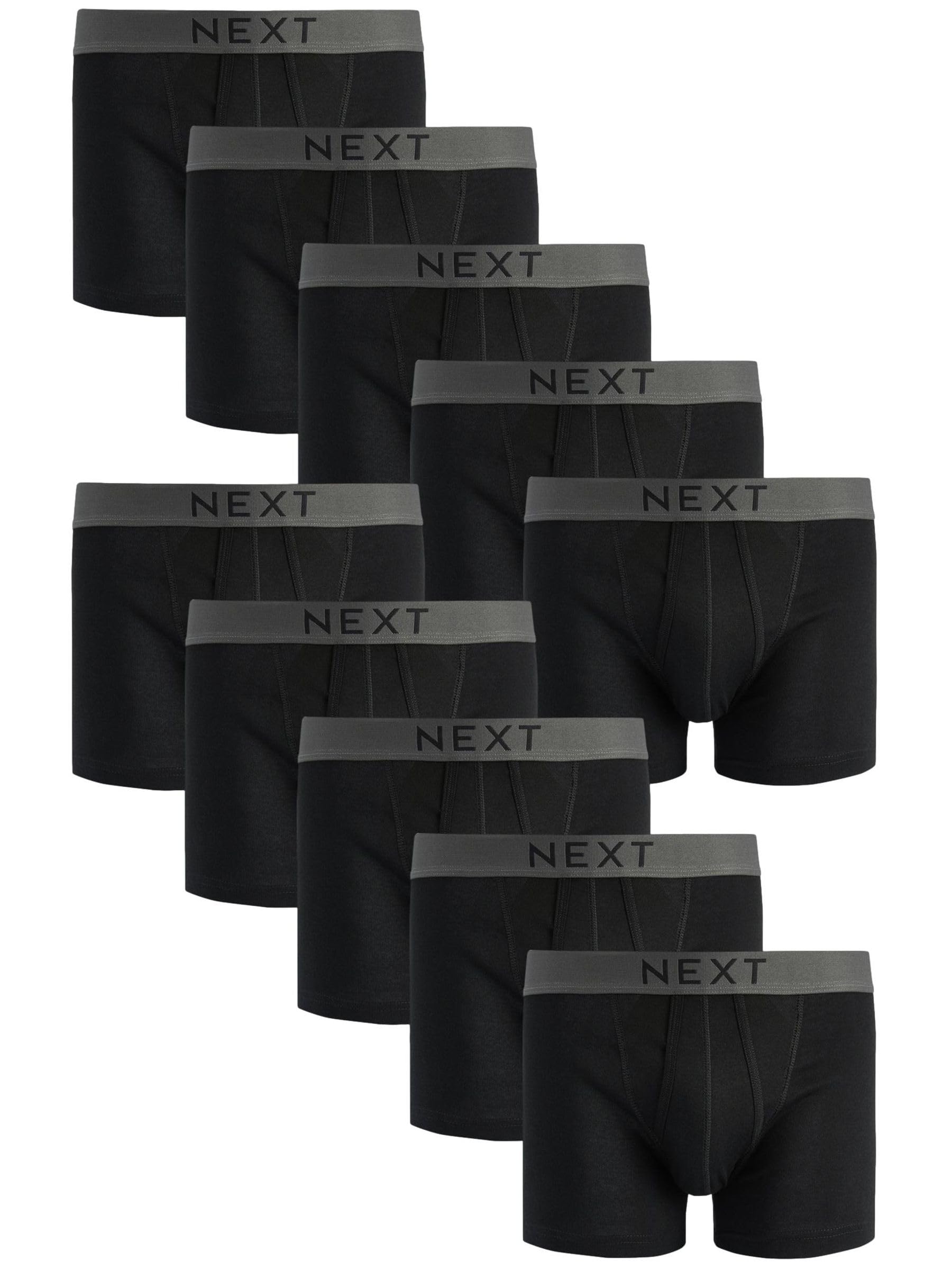 NEXT Boxer da Uomo in 100% Cotone, Frontale ad A - Intimo con vestibilità Comoda e Fascia Elastica in Vita Nero L