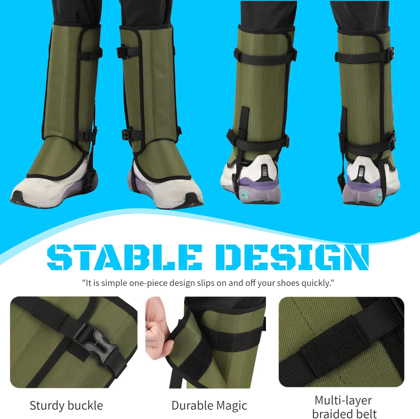 Snake Gaiters for Hunting, Durable Snake Guards, Waterproof Snake Gaiter Leggings for Men & Women, Snake Bite Protection for Lower Legs, Snake Proof Gaiters with Adjustable Size