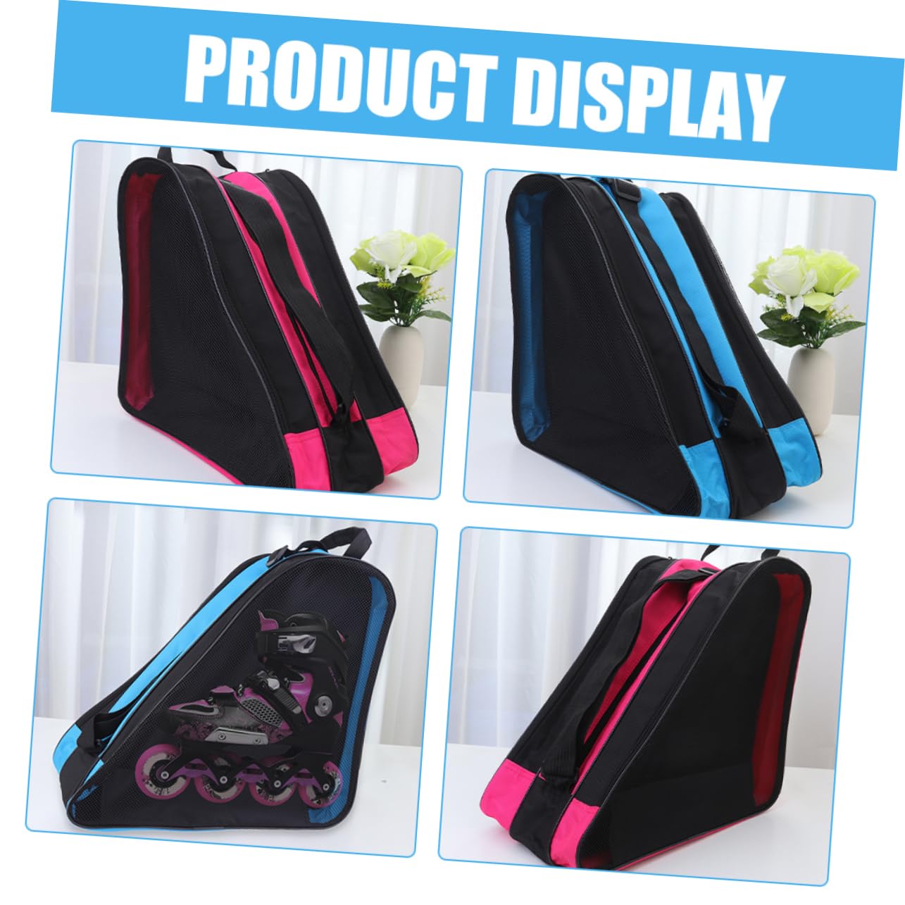 ibasenice Borsa per lo skate borse per pattini scarpe da pattini a rotelle pattinare pattini da ghiaccio borsa per scarpe da skate portarulli Panno Oxford Blue