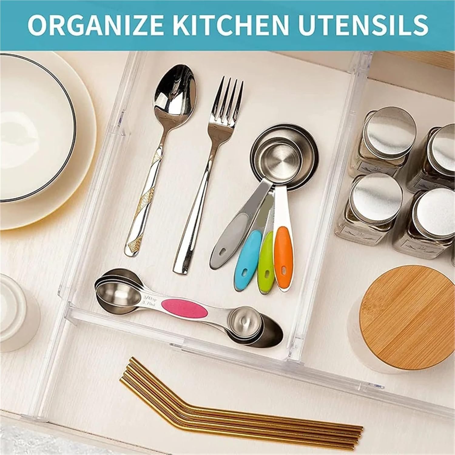 2/4 Pcs Adjustable Storage Drawers Divider Retractable Drawer Partition Holder Kitchen Organizer For Clothes(Clear-4 PCS)