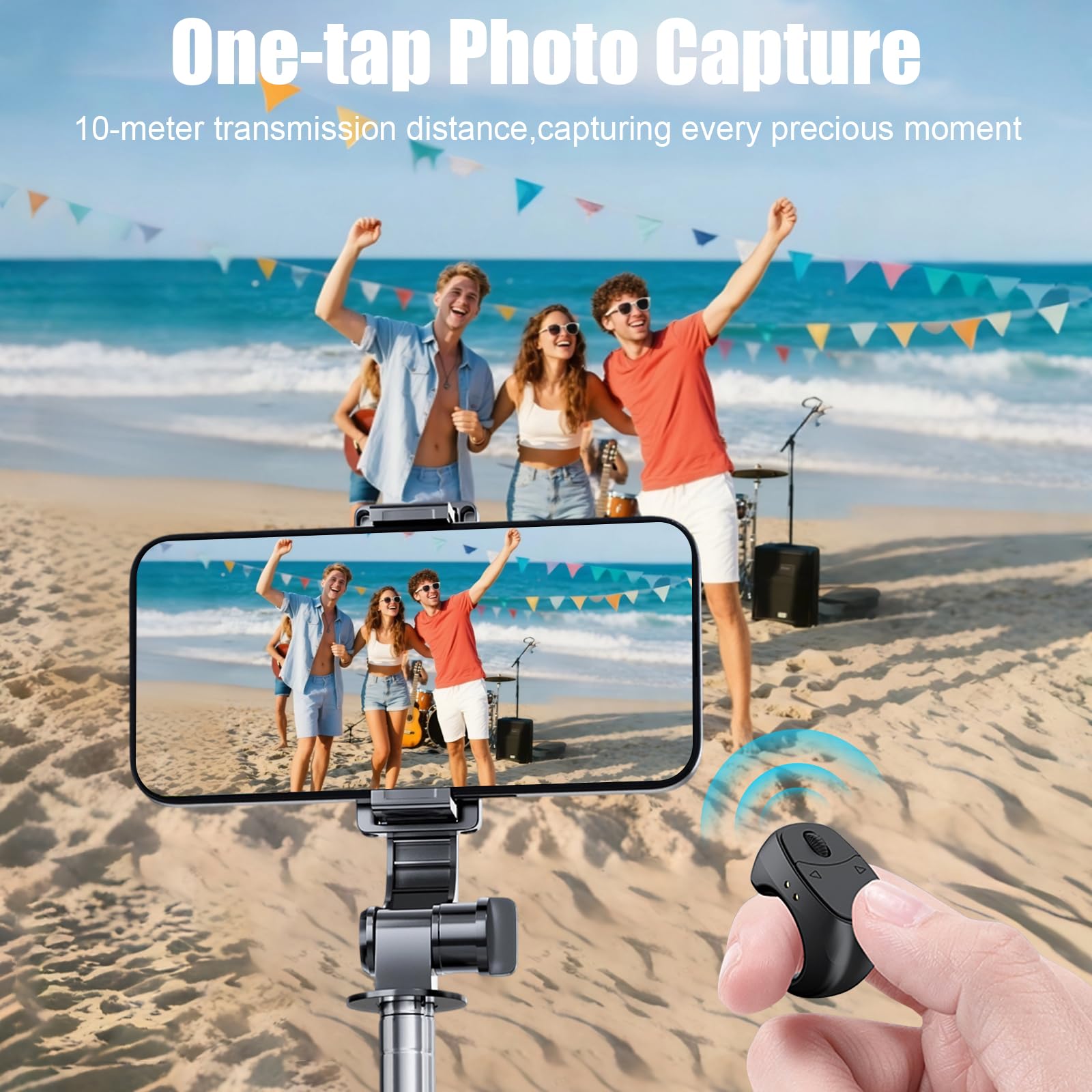TikTok Bluetooth Scrolling Ring,Remote Page Turner,Fernbedienungsring, Mobile Selfie Lazy Controller für, iOS, Android, Kamera, Videoaufzeichnung, mit Ladegerät