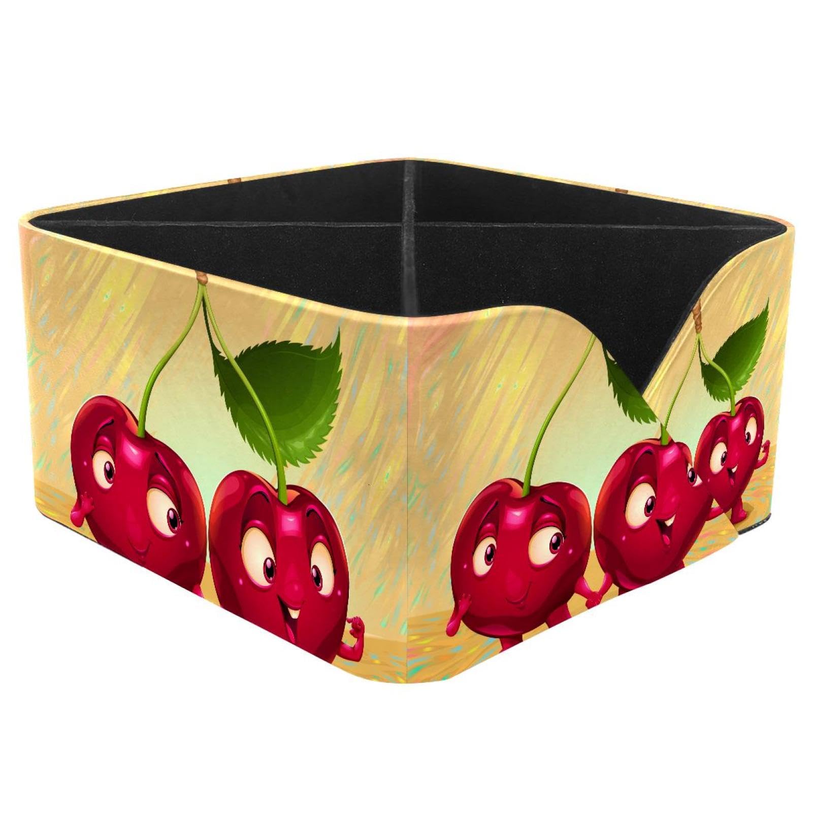KengjuTesu Cherry Couple Desktop Organizer Pen Holder, Rectangular Pencil Cup for Office, Study and Makeup Stations