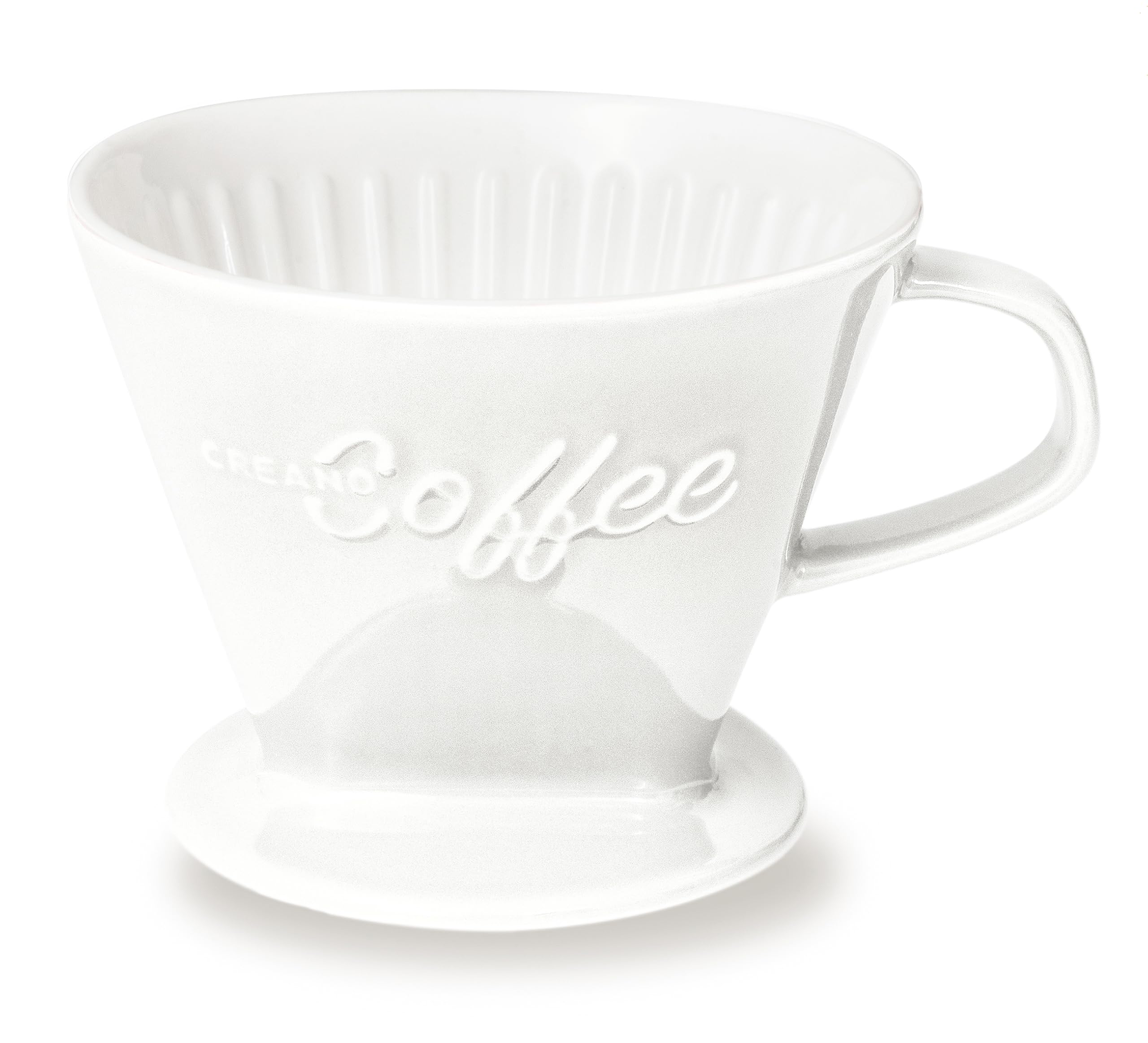 Photo 1 of Creano XXL Porcelain Coffee Dripper White - Ceramic Cone Brewer - Pour Over Coffee Maker - Filter Size 4 - huge and heavy quality 800gr/28oz - 6 Colours availeble