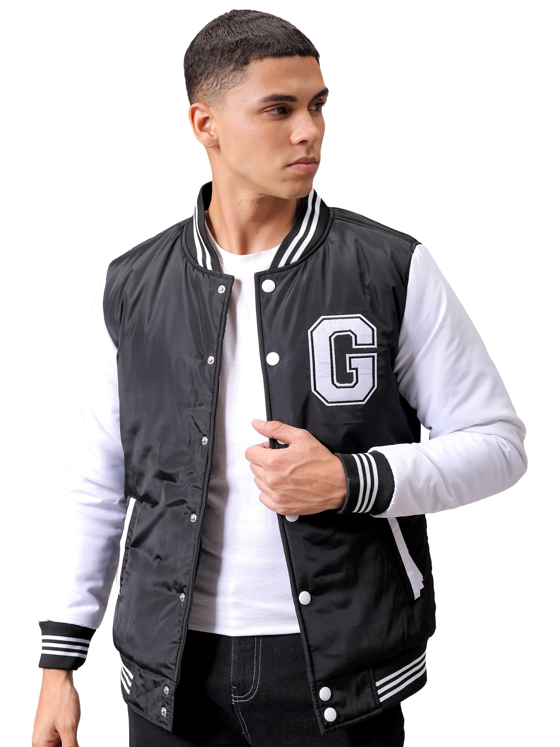 the indian garage co Men's Polyester Regular Slim Fit Colourblocked Puffer Jackets-picture-33