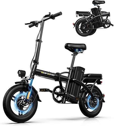 SOHAMO - Mini bicicleta eléctrica A1, motor sin escobillas de 400 W, batería de 36 V, 1015 Ah, 22 MPH, frenos de disco duales, bicicleta eléctrica