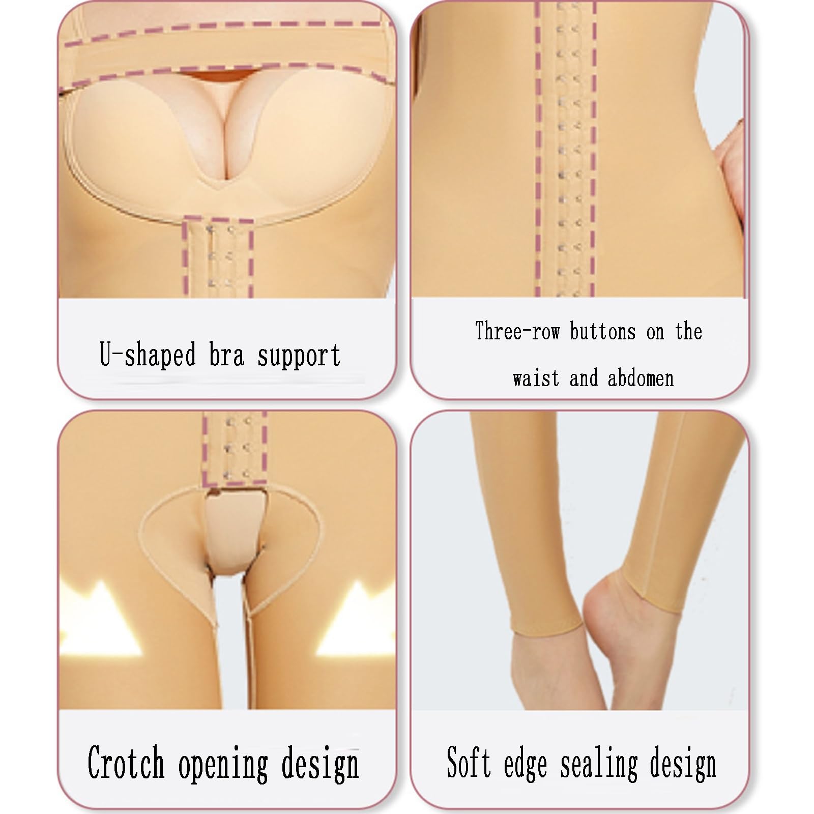 Faja Moldeadora, Compresión Sin Costuras, Control del Abdomen y Modelado De La Cintura | Mangas cortas，Diseño con abertura en la entrepierna，Costuras moldeadoras que realzan las caderas