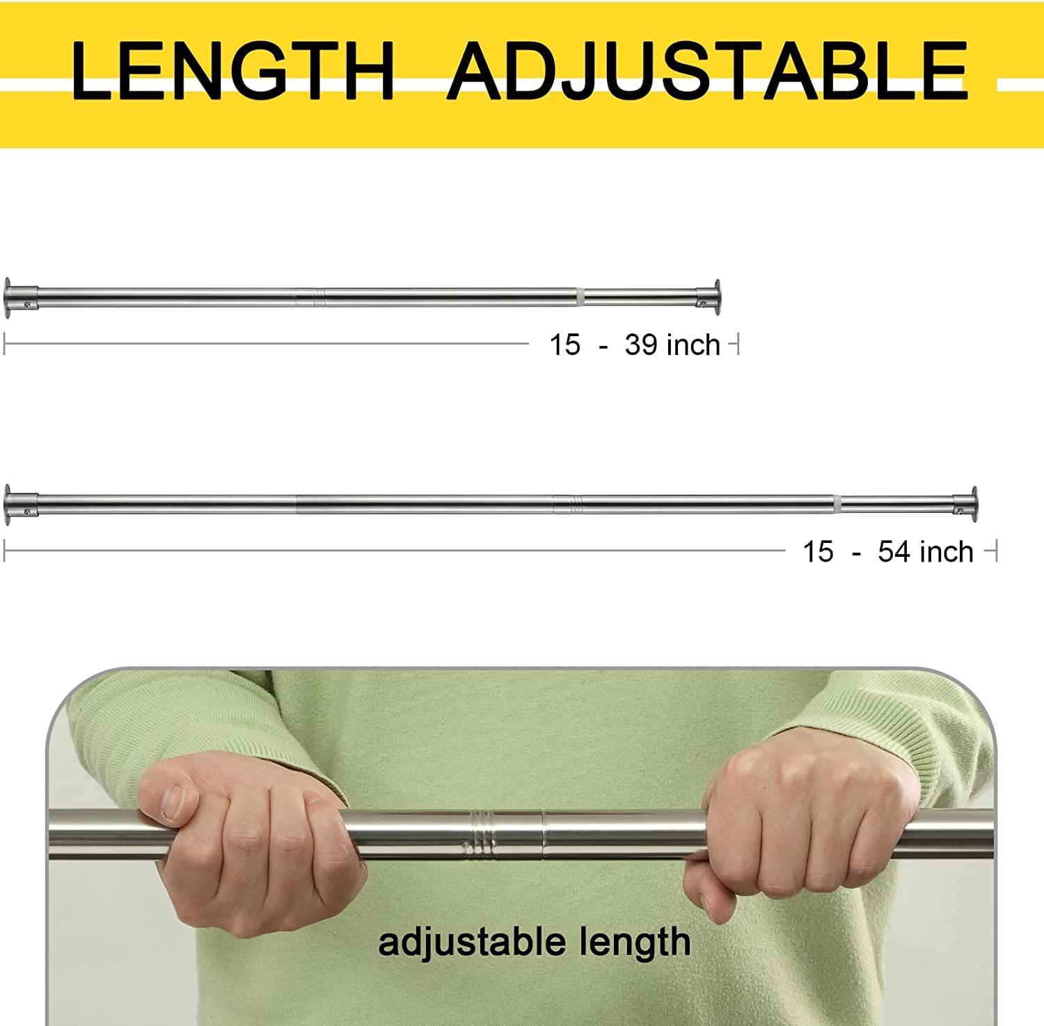 Asta Appendiabiti Regolabile In Acciaio Inox - Estensibile Da 38 A 99 Cm, Portata Fino A 30 Kg, Per Armadi E Guardaroba