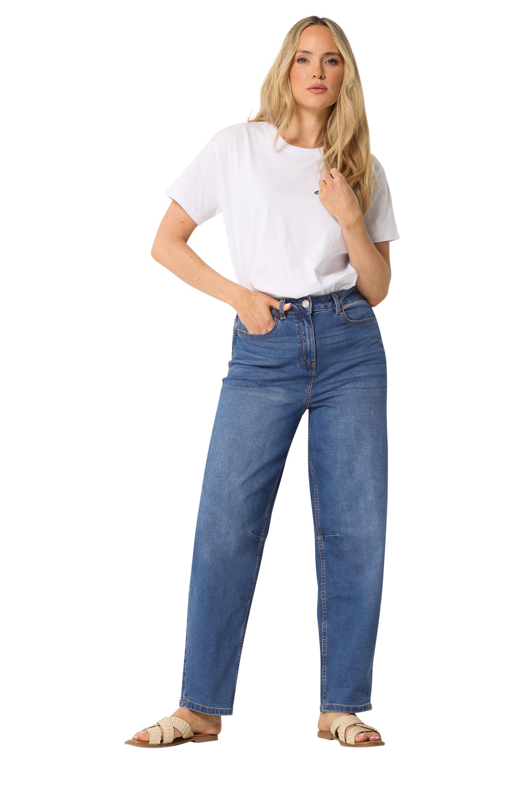 Long Tall Sally Women's Blue Tall Barrel Leg Jeans In | : Large