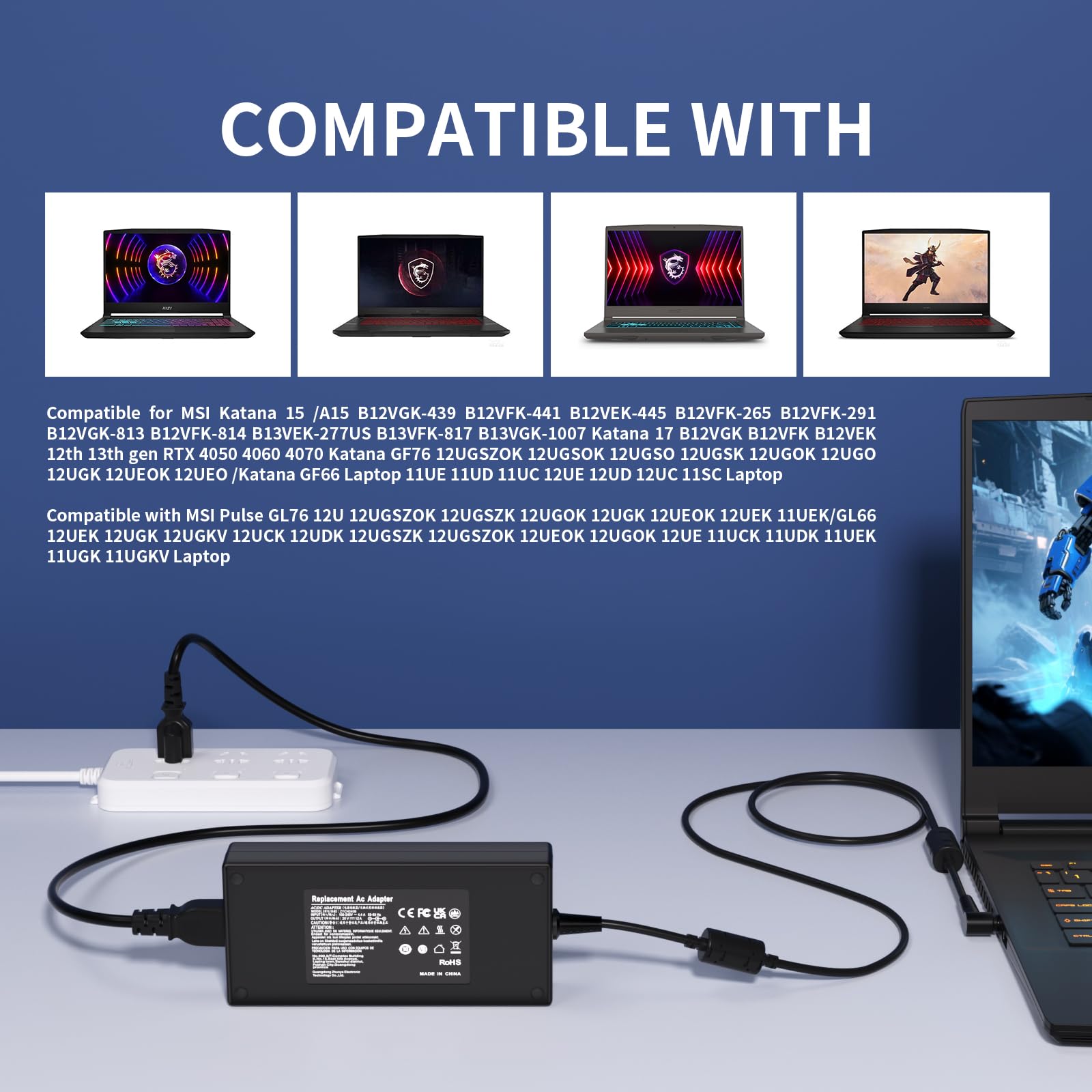 Amazon.com: 20V 12A 240W Laptop Charger for MSI Katana 15 17 B13V