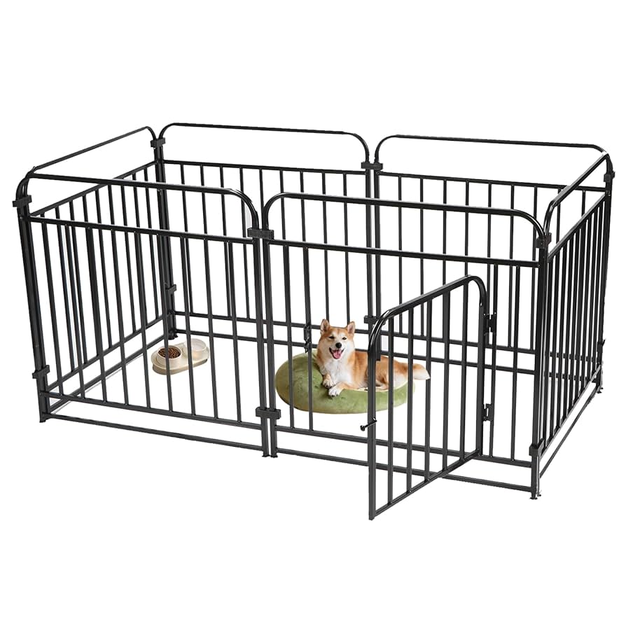 Poxvalzor ペットサークル 犬 ケージ ペットフェンス ドア付きブラック Amazon | Poxvalzor ペットサークル 犬 ケージ ペットフェンス