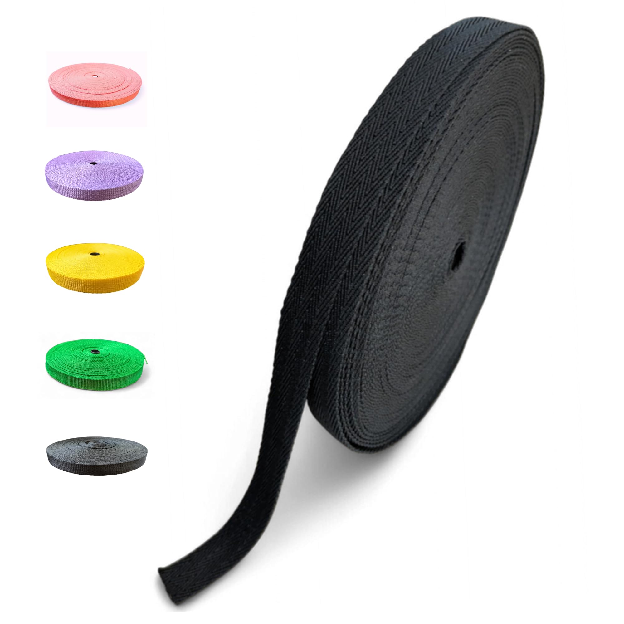 Maverick Straps 20mm Polyester Twill Tape, Herringbone Webbing for Clothes Sewing DIY Craft (5 mtr, Black)-image-17