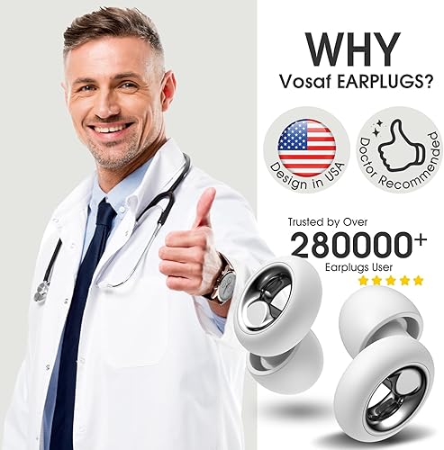 Miniatura 43 de Tapones para los oídos para cancelación de ruido para dormir, tapones suaves para concierto, tapones reutilizables para reducción de ruido con 8