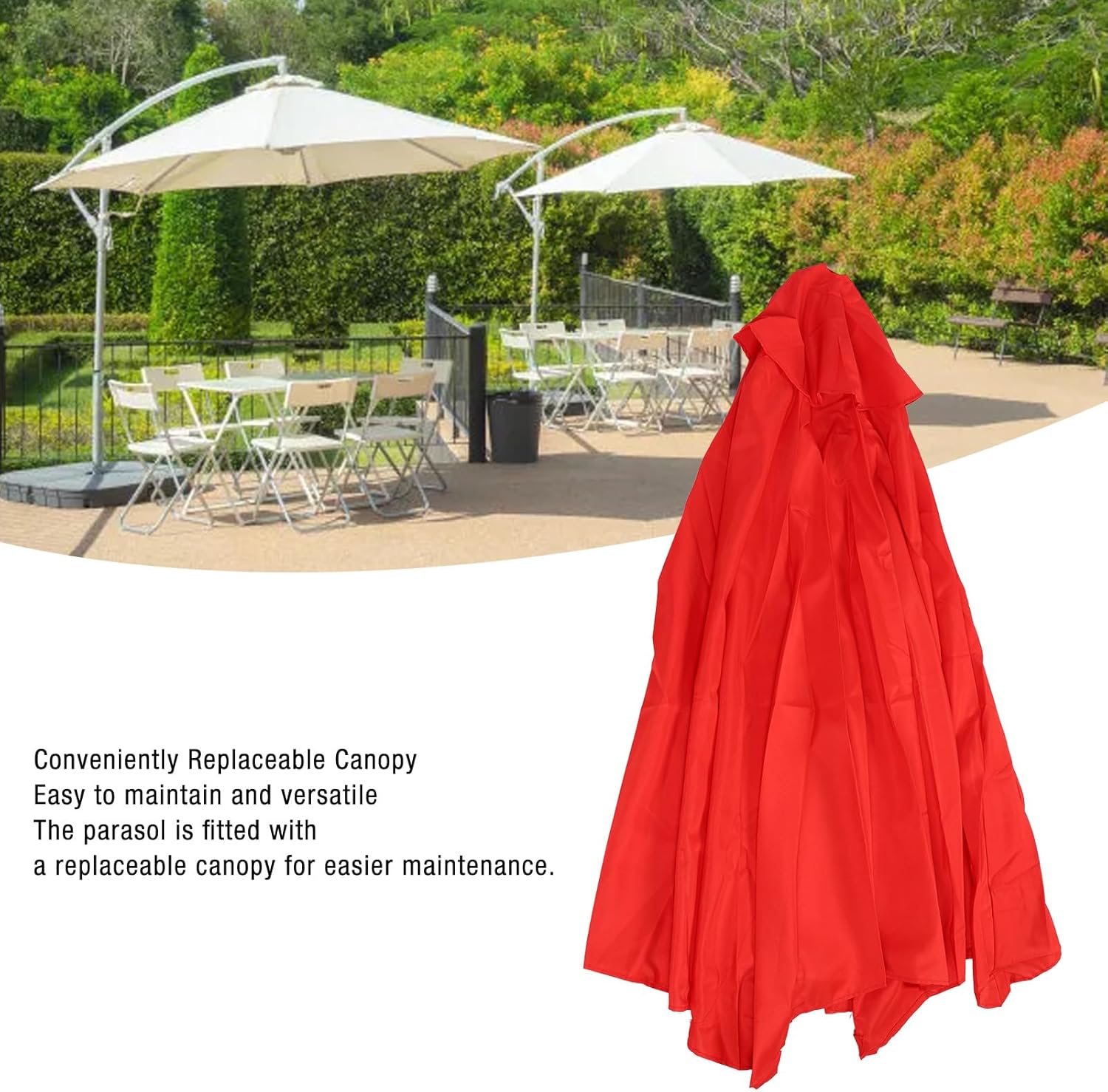 Outdoor Umbrella Canopy Replacement, Sun Shade Cover 270cm Diameter 6 Ribs with Rainproof Fabric for Patio Garden Beach Pool