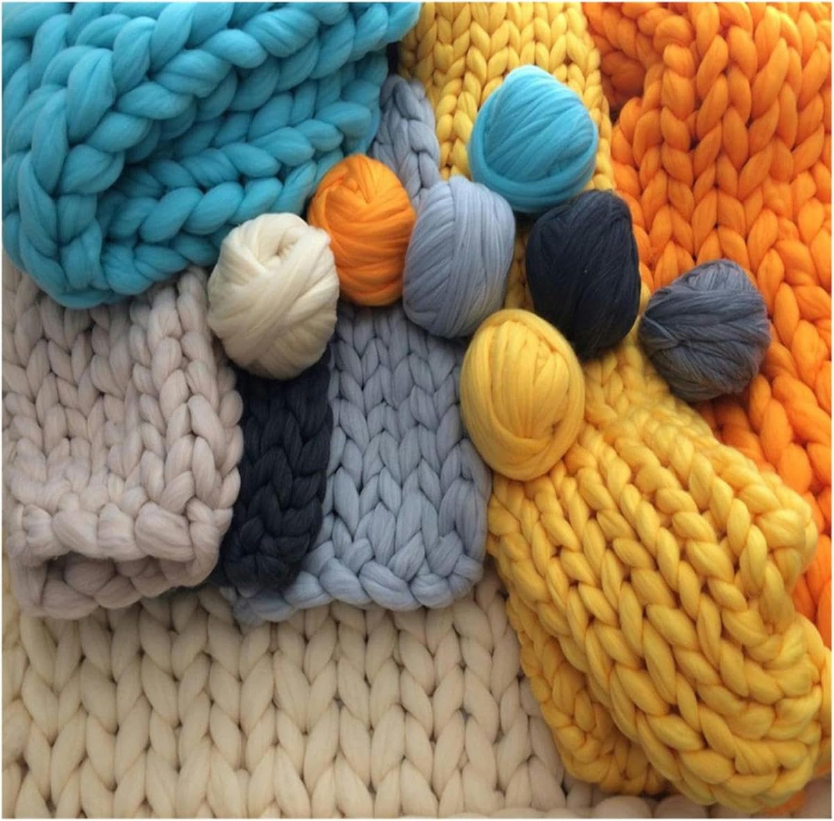 Ovillo de lana supergruesa de 1000 g y 2,2 lb, para tejer a mano o con los brazos, para mantas, para decorar paredes del hogar, color naranja
