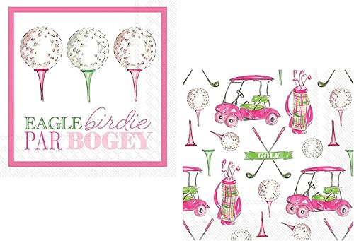 Servilletas de fiesta con temática de golf para mujer, 40 unidades, 2 paquetes de servilletas de bebidas de 20 unidades, diseño de águila birdie par