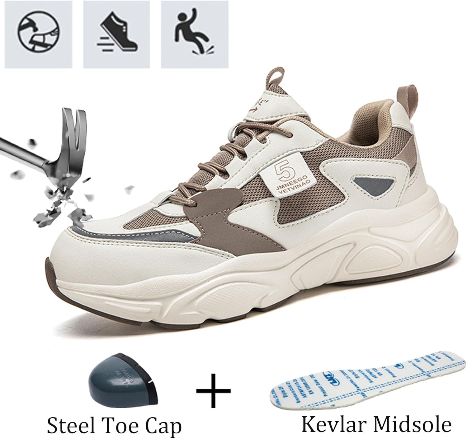 Nutropa Steel Toe Boots for Men, Lightweight Safety Work Shoes, Comfortable Breathable Composite Toe Boots Slip-Resistant Indestructible Shoes - Image 4