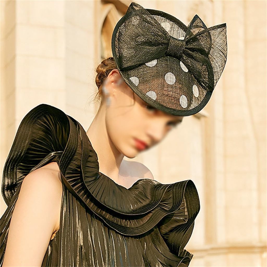 Bowler Hat Spring Celebrity Banquet Wedding Mesh Dot Vintage Ladies Headwear