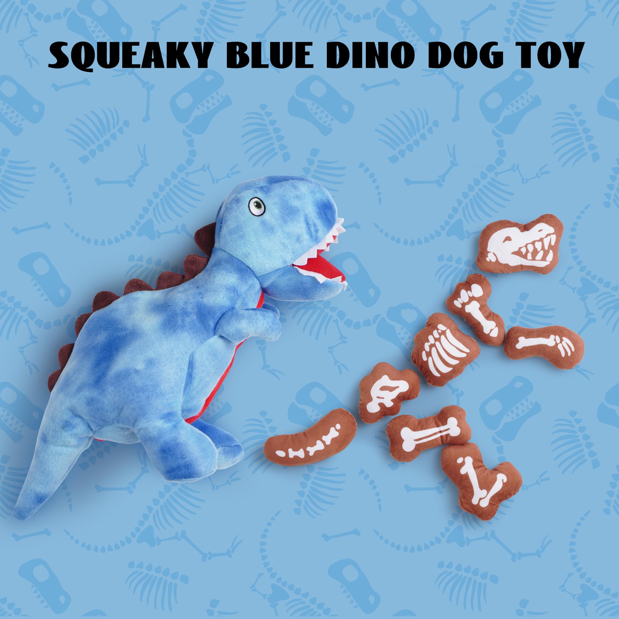Nocciola Jouets dinosaures 9 en 1 pour chien : jouet à mâcher drôle en peluche pour chiens de petite et moyenne race, casse-tête en peluche, fournitures pour animaux de compagnie, cache, stimulation