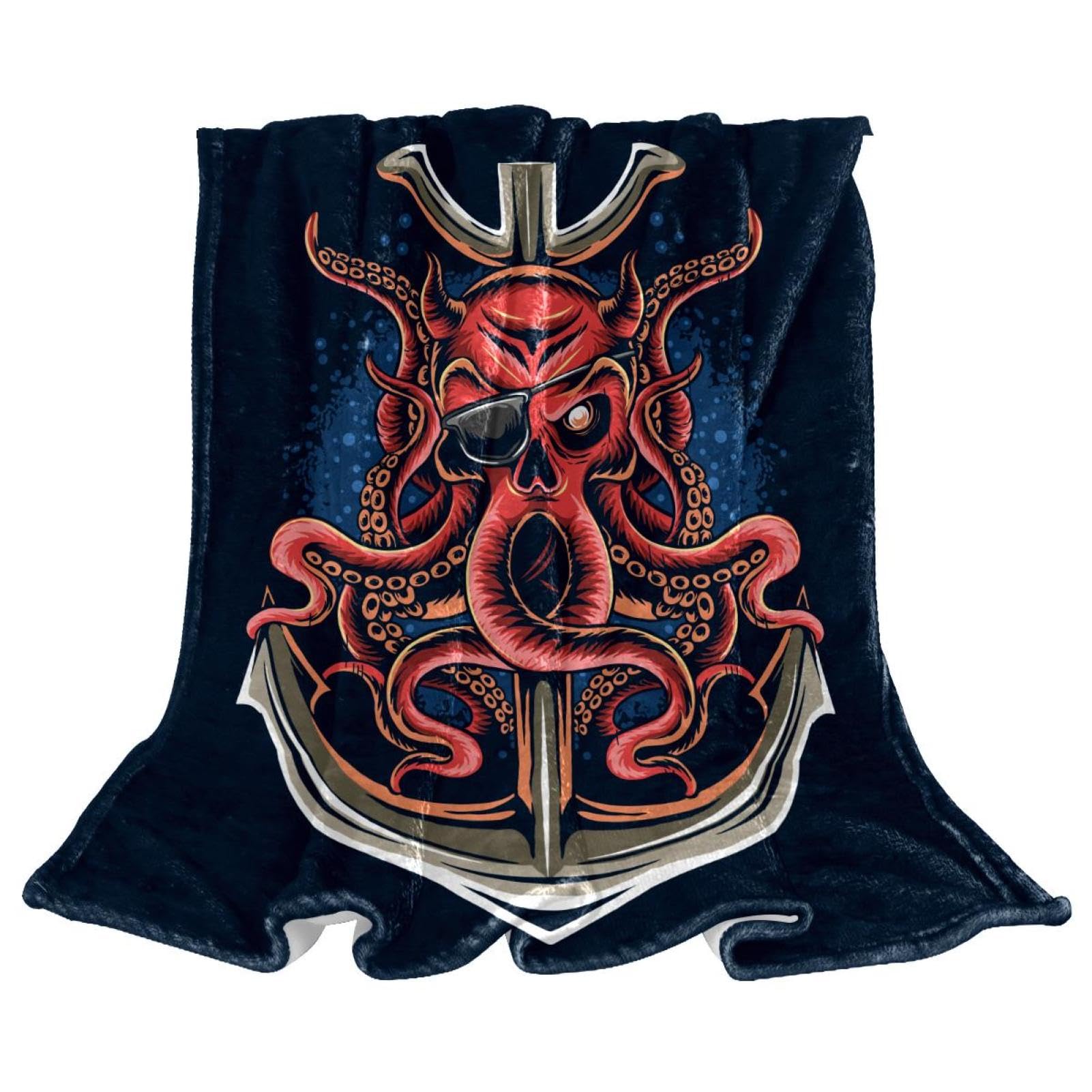Couverture polaire pieuvre pirate pour vos soirées cinéma cocooning sur le canapé
