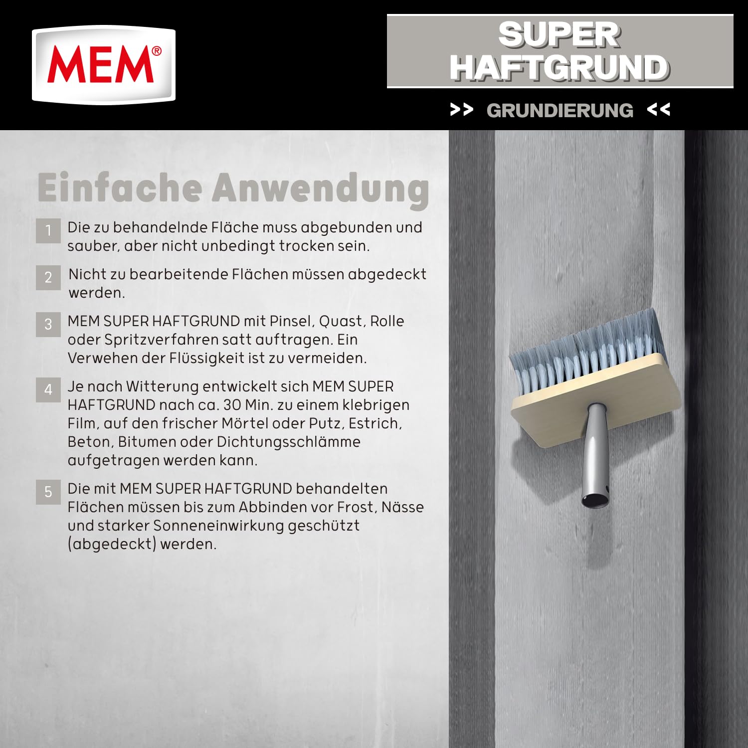 MEM Super-Haftgrund, Intensive Untergrundhaftung, Für saugende und nichtsaugende Untergründe, Lösemittelfrei, 10 l