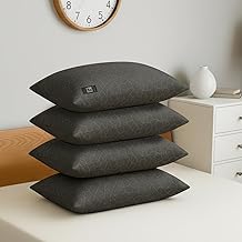 WOODWHITE Self Grey Pillow Set of 4 in 41 x 61 cm | 16” x 24” Inch with 600 GMS of Plush Microfibre Filling