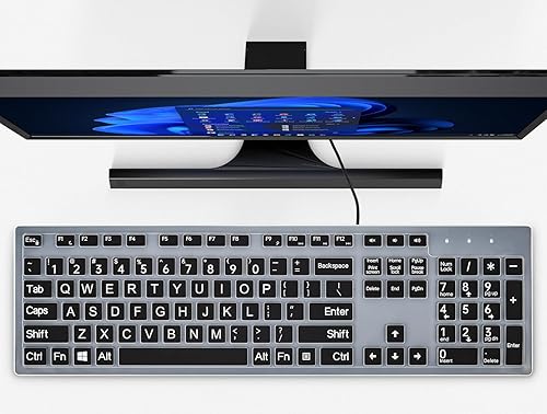 Miniatura 7 de Funda para teclado con letras grandes compatible con DELL KB216 KB216b KB216t KB216d KB216p Teclado con cable y protector de teclado inalámbrico