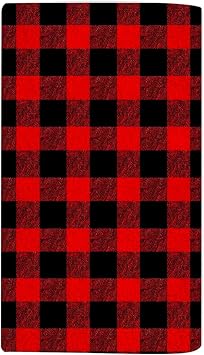 Plaid Red Black Beach Towel Lumberjack Buffalo Face Towels Suit Travel Sports Pool Swimming Bath Camping Spa Gym Yoga,15x30 Inch