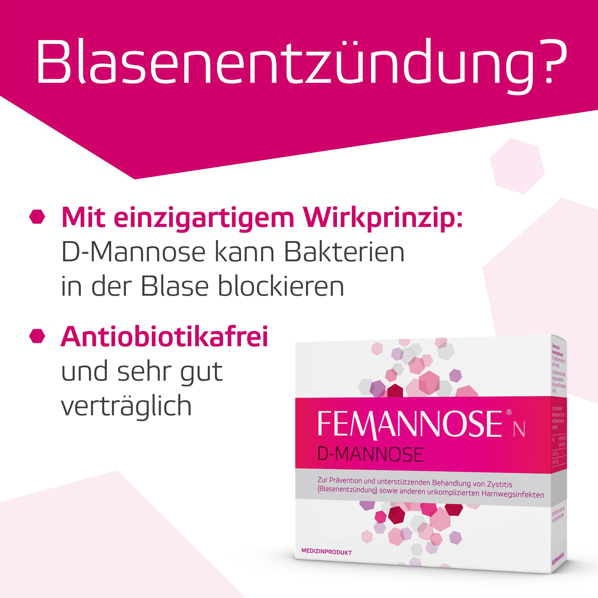 Femannose N – 2 x 30 Trinkgranulat mit je 2000 mg D-Mannose Pulver hochdosiert - zur Prävention & unterstützenden Behandlung von Blasenentzündung und unkomplizierten Harnwegsinfekten – antibiotikafrei