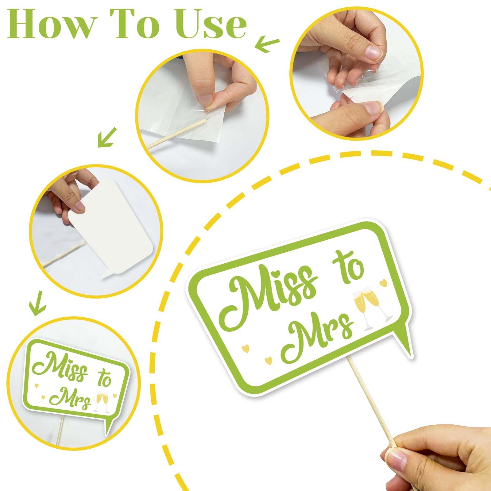 Accesorios para cabina de fotos de despedida de soltera, 22 piezas con temática de margarita, decoraciones de despedida de soltera para decoración de futura señora, novia de equipo, boda (verde lima)