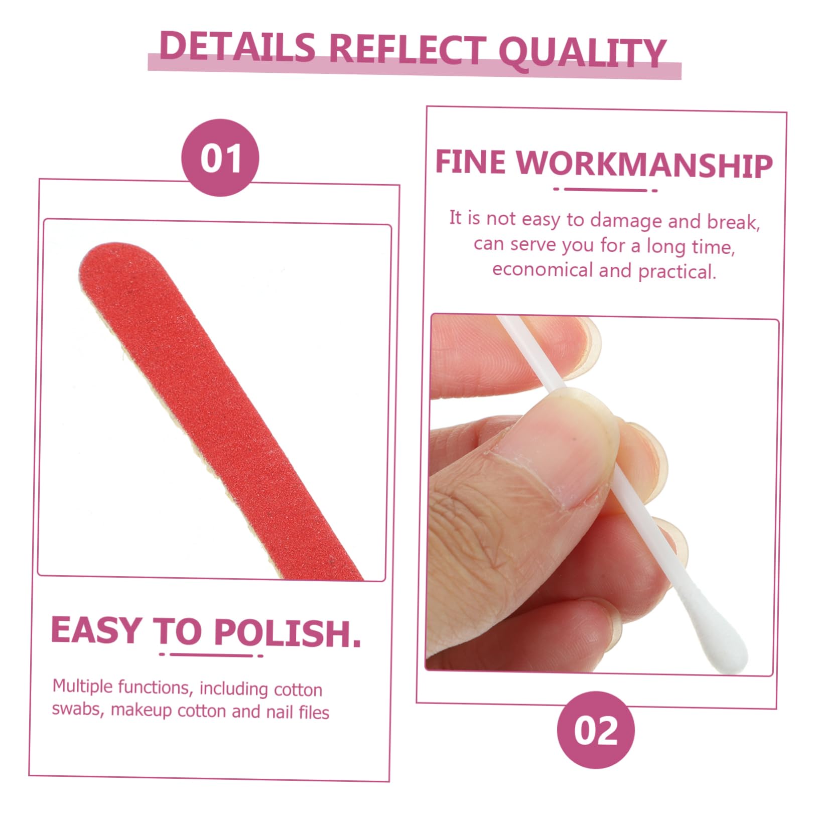 COLLBATH Facial Pads Makeup Wipes Cotton Swabs Nail Files 20 Pack Disposables for Daily Use Travel Beauty Salons