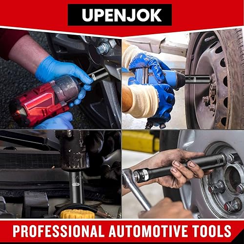 Miniatura 6 de Upenjok Juego de llaves SAE de impacto profundo de 17 piezas, 12 pulgada, tamaño SAE (38"-1-14"), acero CR-V, 6 puntos, juego de enchufes profundos