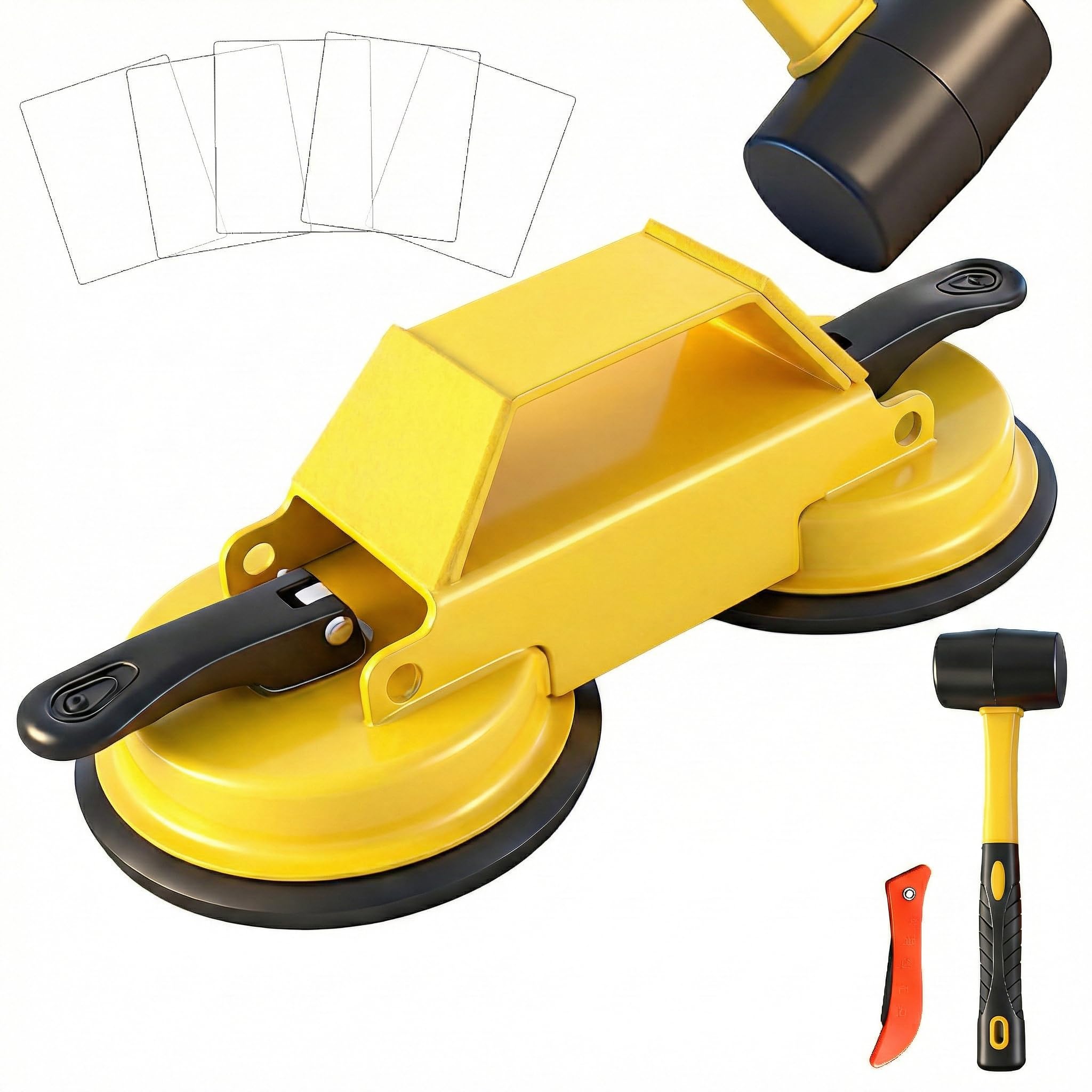 Floor Gap Fixer Tool Heavy Duty 45°Striking Surface Floor Gap Repair Tool Made of Iron & Enhanced Suction Cup with Slot Cutter, Hammer and 5pcs Sticky Pads for Fixer Laminate/Vinyl Flooring Tools — view 11