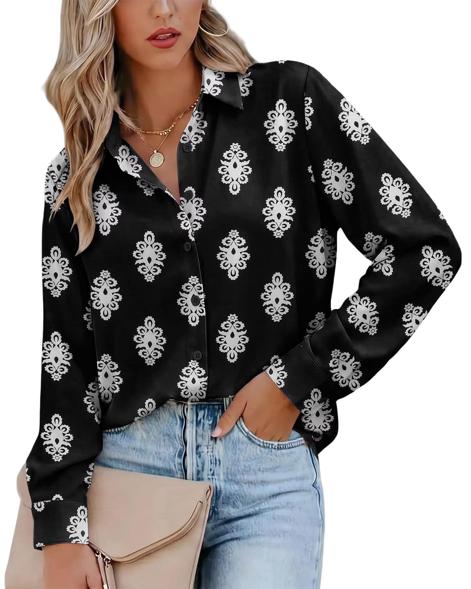 Magritta Women's Shirts Fashion Long Sleeve Tops Button Down Blouses